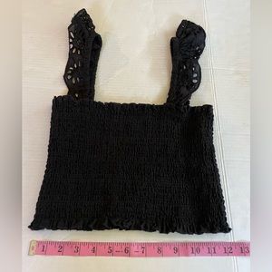 Cotton On sleeveless stretchy top elastic gathered, w/ruffled eye-lit sleeves